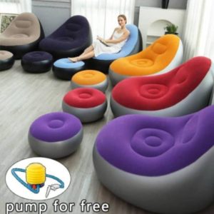 Inflatable sofa with leg rest.